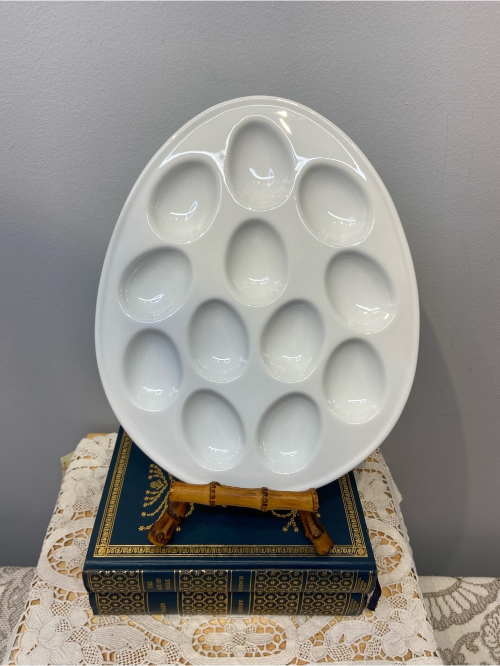 Ceramic Egg Shaped Devilled Egg Plate